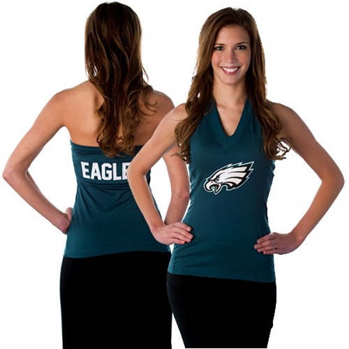 All Sport Couture Philadelphia Eagles Women's Blown Cover Halter Top - Midnight Green